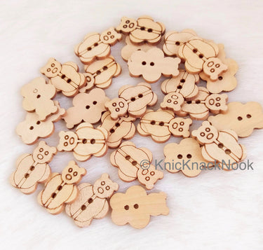 Wood Teddy Bear Buttons